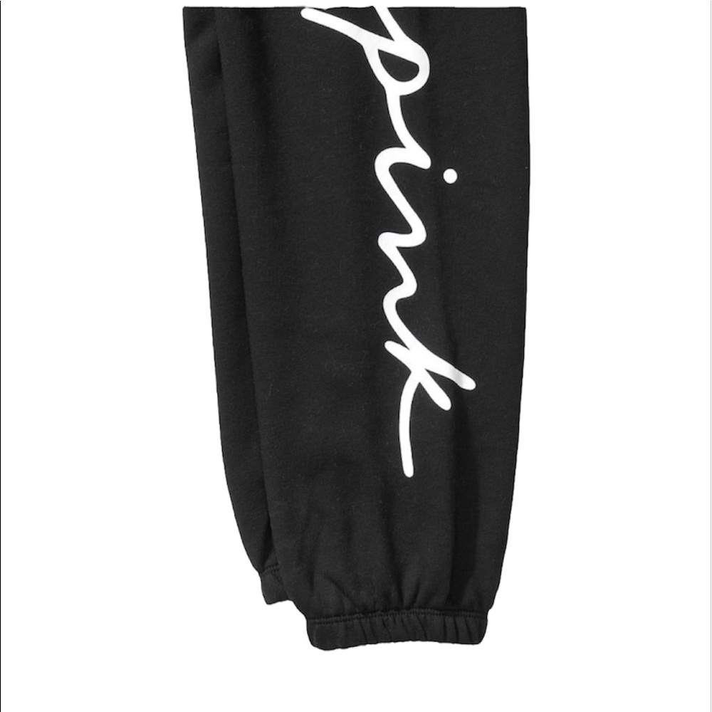 PINK Black Set. Full Zip with Hood Sweater and Pants with Logo Size XS New - Picture 4 of 4
